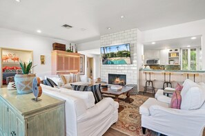 TV connectée, cheminée, lecteur de DVD