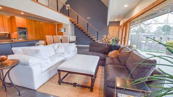 TV, fireplace, offices