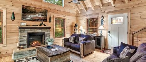 TV connectée, cheminée, jeux vidéo