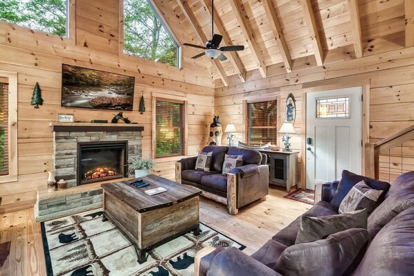 Smart TV, fireplace, video games