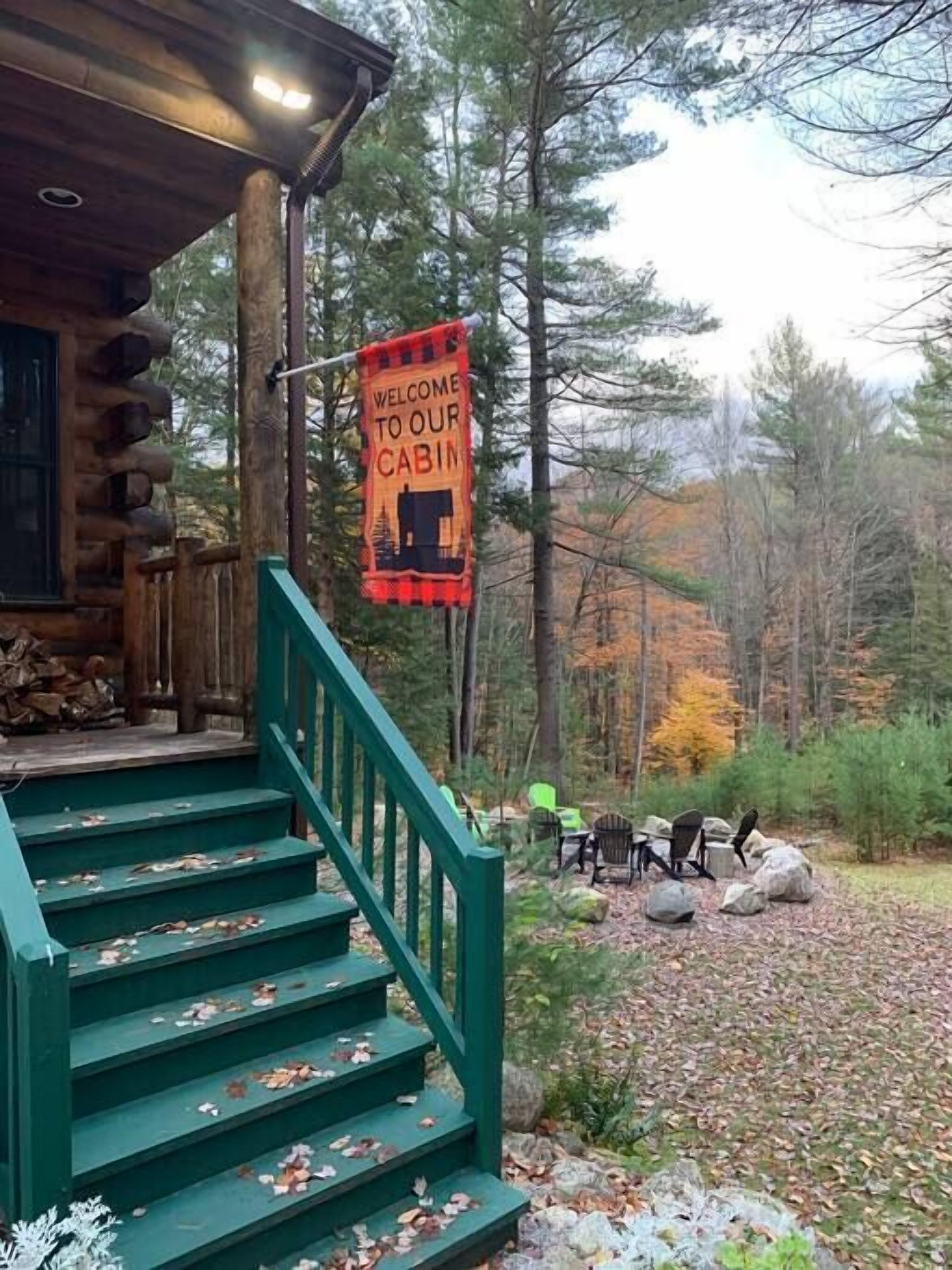 ADK Log Cabin with Trails and Lake