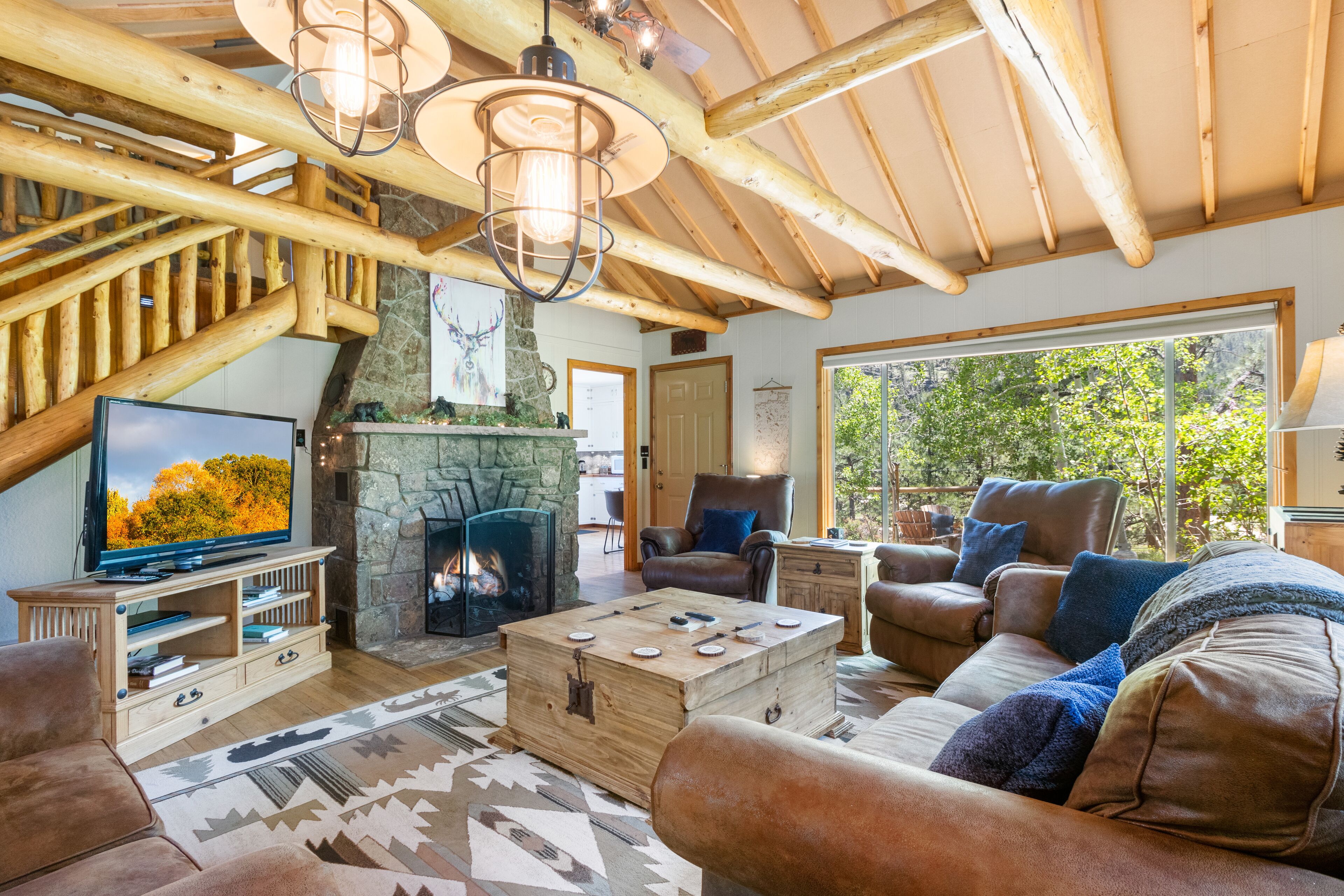 Smart-TV, Kamin, Bücher