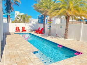 Outdoor pool - •1/2 Block to Beach •6BR Home •Sleeps Large Groups •Pool •Elevator •Ocean Views (New Smyrna Beach)