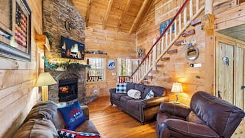 TV connectée, cheminée, jeux vidéo, livres