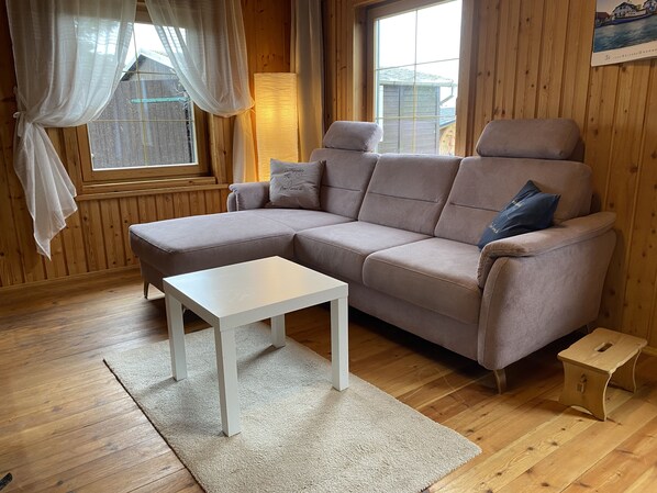 TV, fireplace, books, stereo