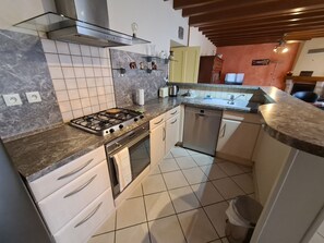 Fridge, microwave, dishwasher