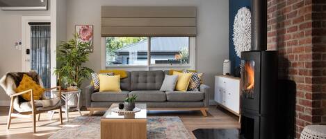 Fernseher, Kamin, Netflix, DVD-Player