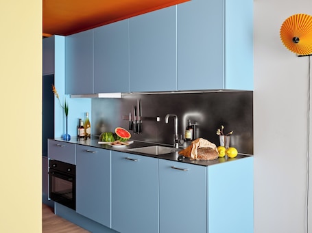 Apartment | Private kitchen | Fridge, microwave, oven, stovetop