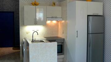 Réfrigérateur, micro-ondes, plaque de cuisson, lave-vaisselle