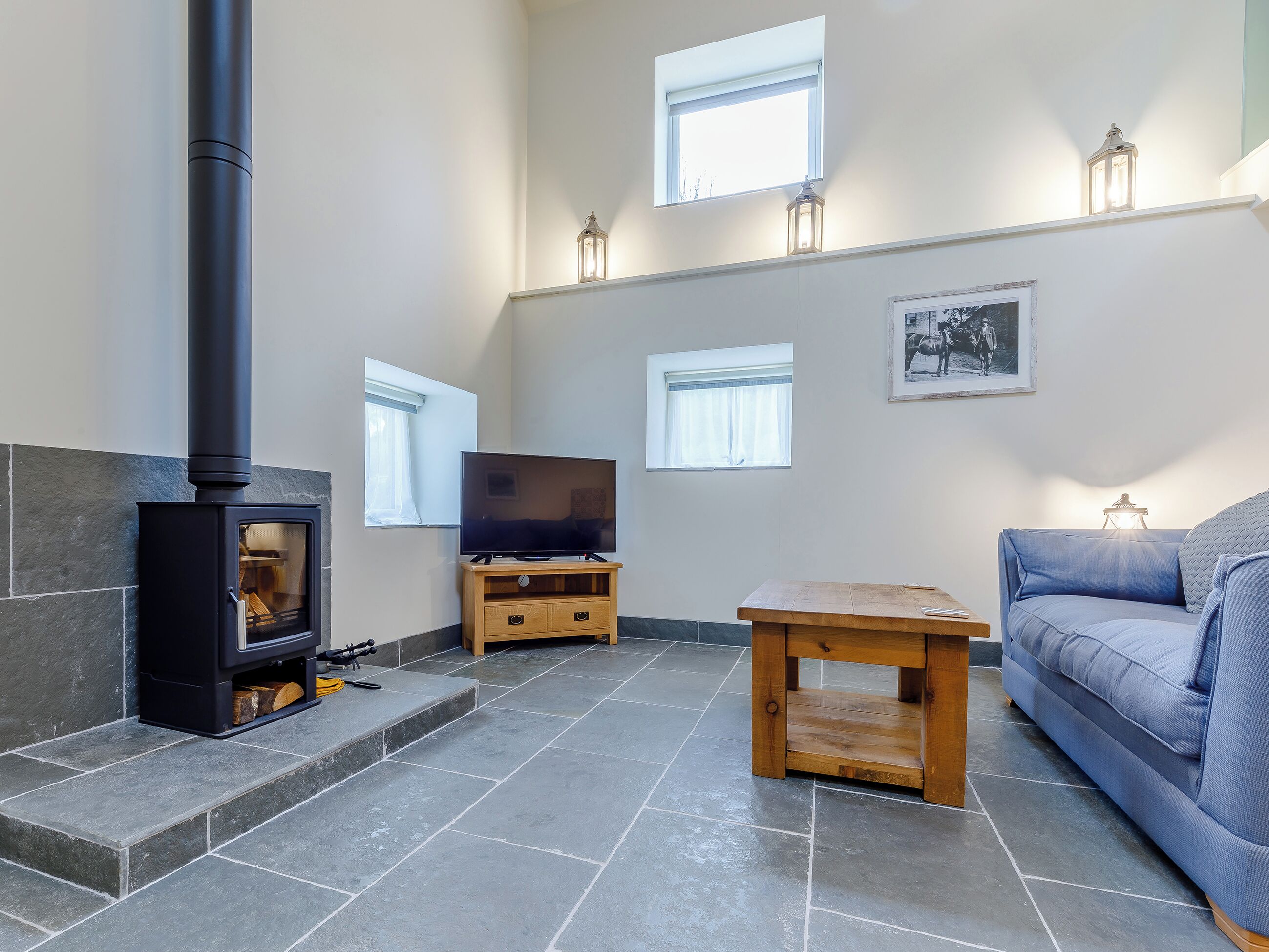 TV, fireplace
