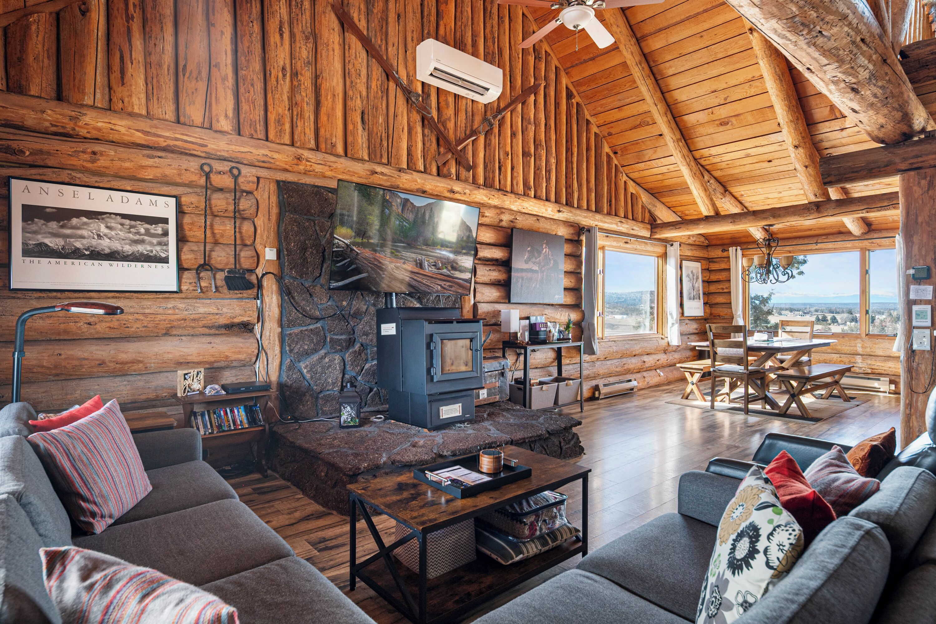 Smart TV, DVD player, foosball, books