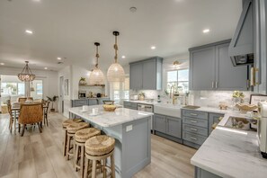 Fridge, microwave, oven, stovetop - Modern Pool Home w/ Putting Green; Directly Across the Beach! (Fort Myers Beach)