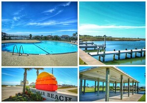 Outdoor pool - Casa Palmera-Terramar Canal Front home w/Pool, Dog Friendly,kayaks/pdlebrd/canoe (Galveston)