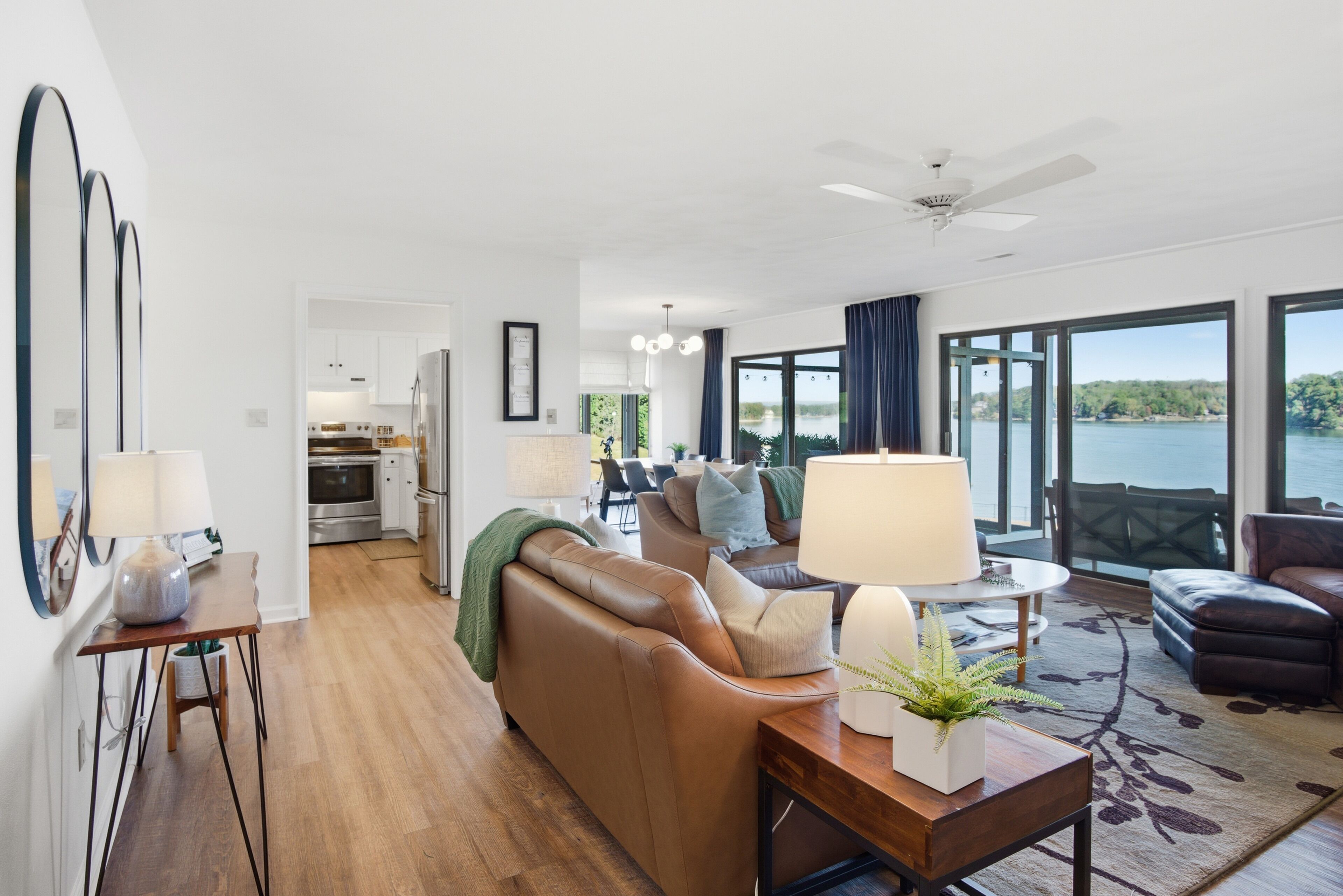 Smart TV, fireplace, video games, DVD player