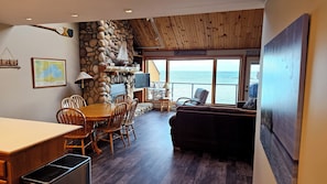 TV, fireplace, DVD player, stereo