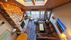 TV, fireplace, DVD player, stereo