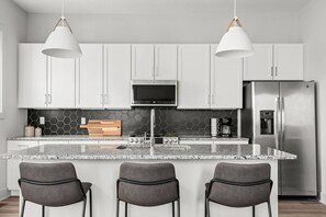 Fridge, microwave, dishwasher, coffee/tea maker