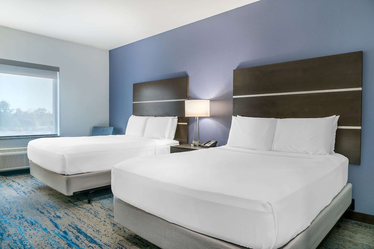 Room, 2 Queen Beds, Accessible, Non Smoking (Accessible Tub) | Desk, blackout drapes, iron/ironing board, free cribs/infant beds