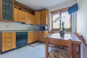 Fridge, microwave, dishwasher, coffee/tea maker