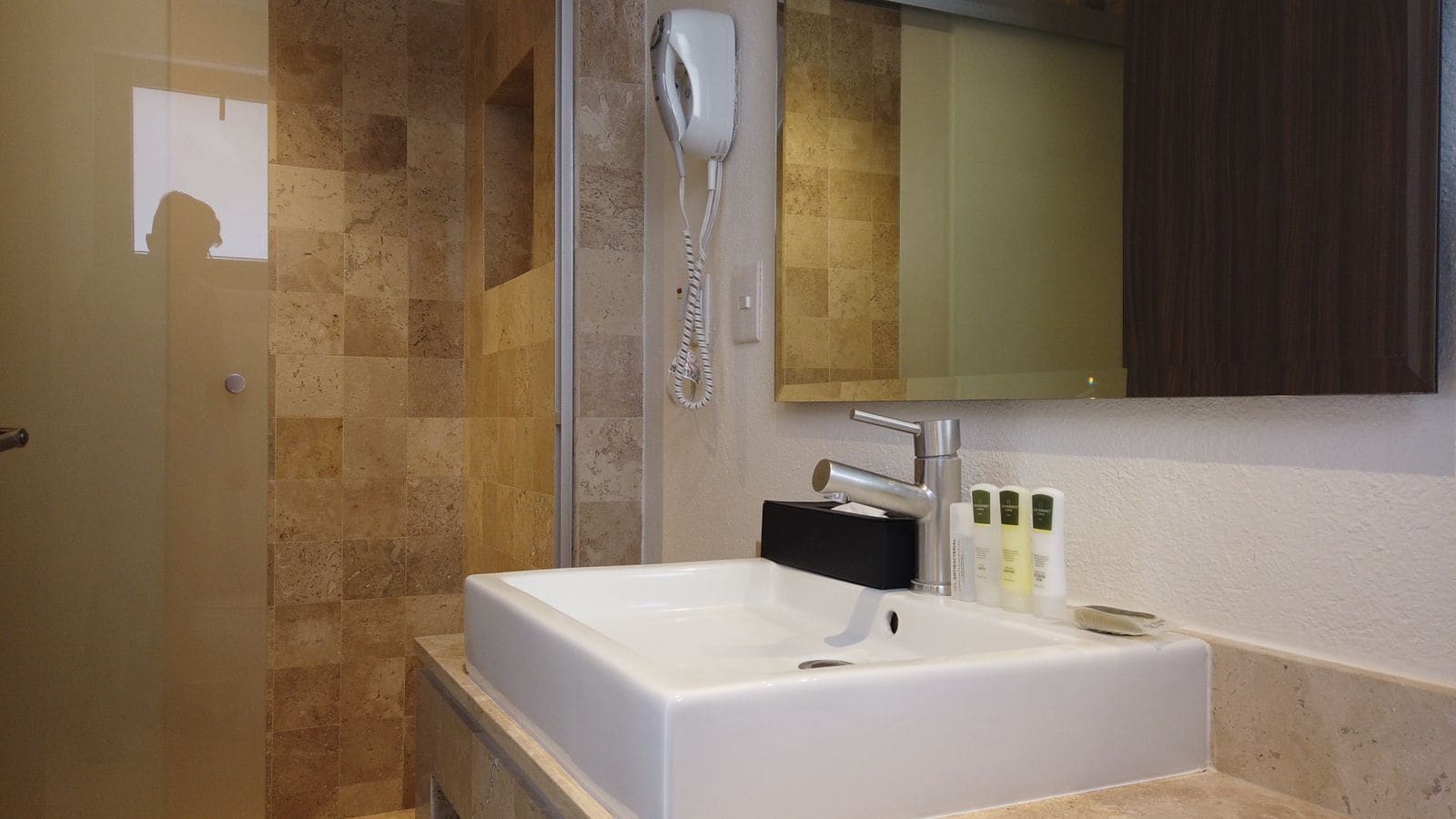 shower, free toiletries, hair dryer, bathrobes