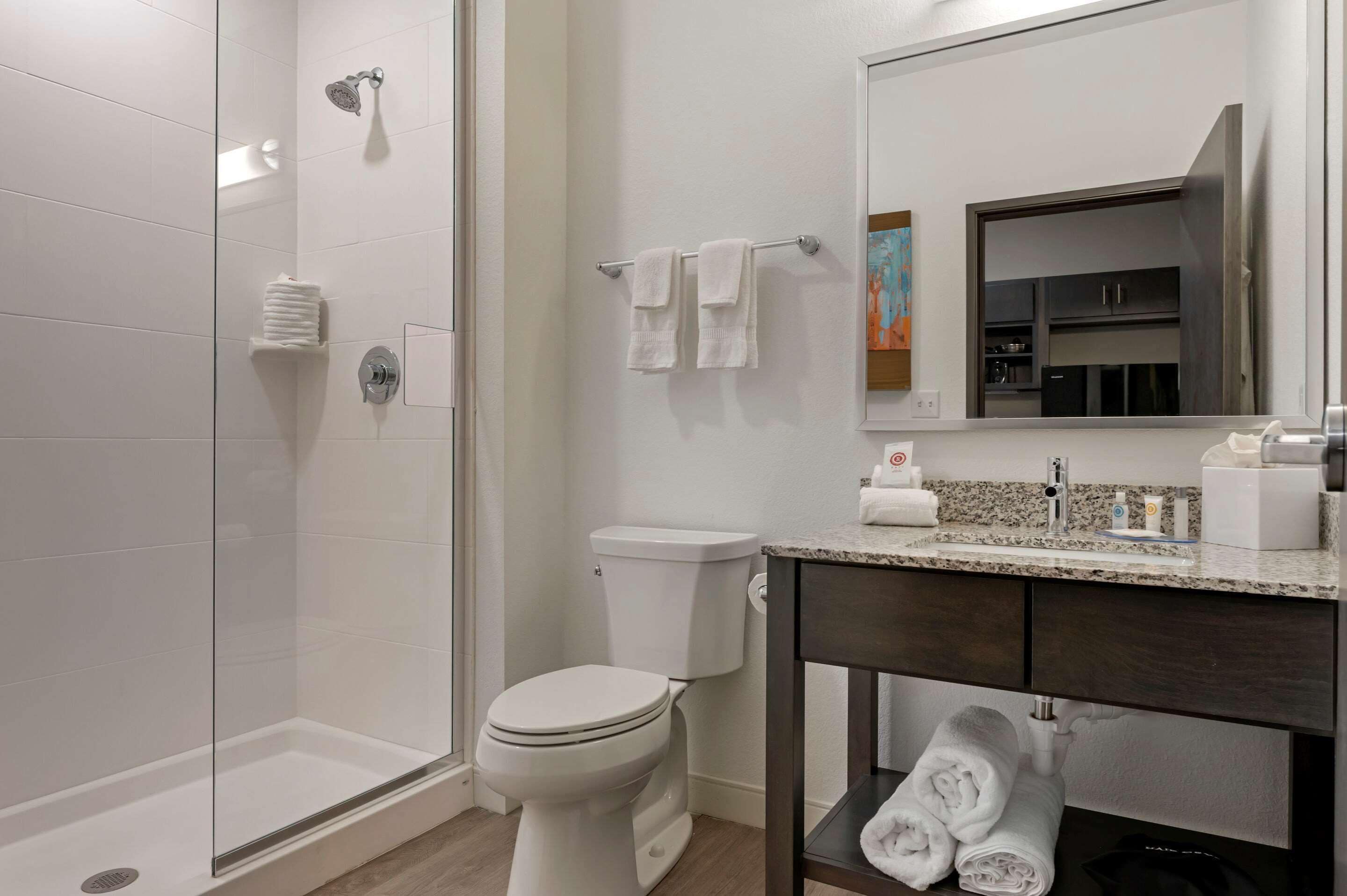 free toiletries, hair dryer, towels