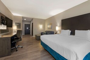 Desk, laptop workspace, blackout drapes, iron/ironing board - MainStay Suites Cincinnati University - Uptown (Cincinnati)