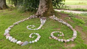 A garden with a stone pathway forming a heart shape. - Wagtail Lodge Boutique Country House B&B, Stonehaven (Stonehaven)