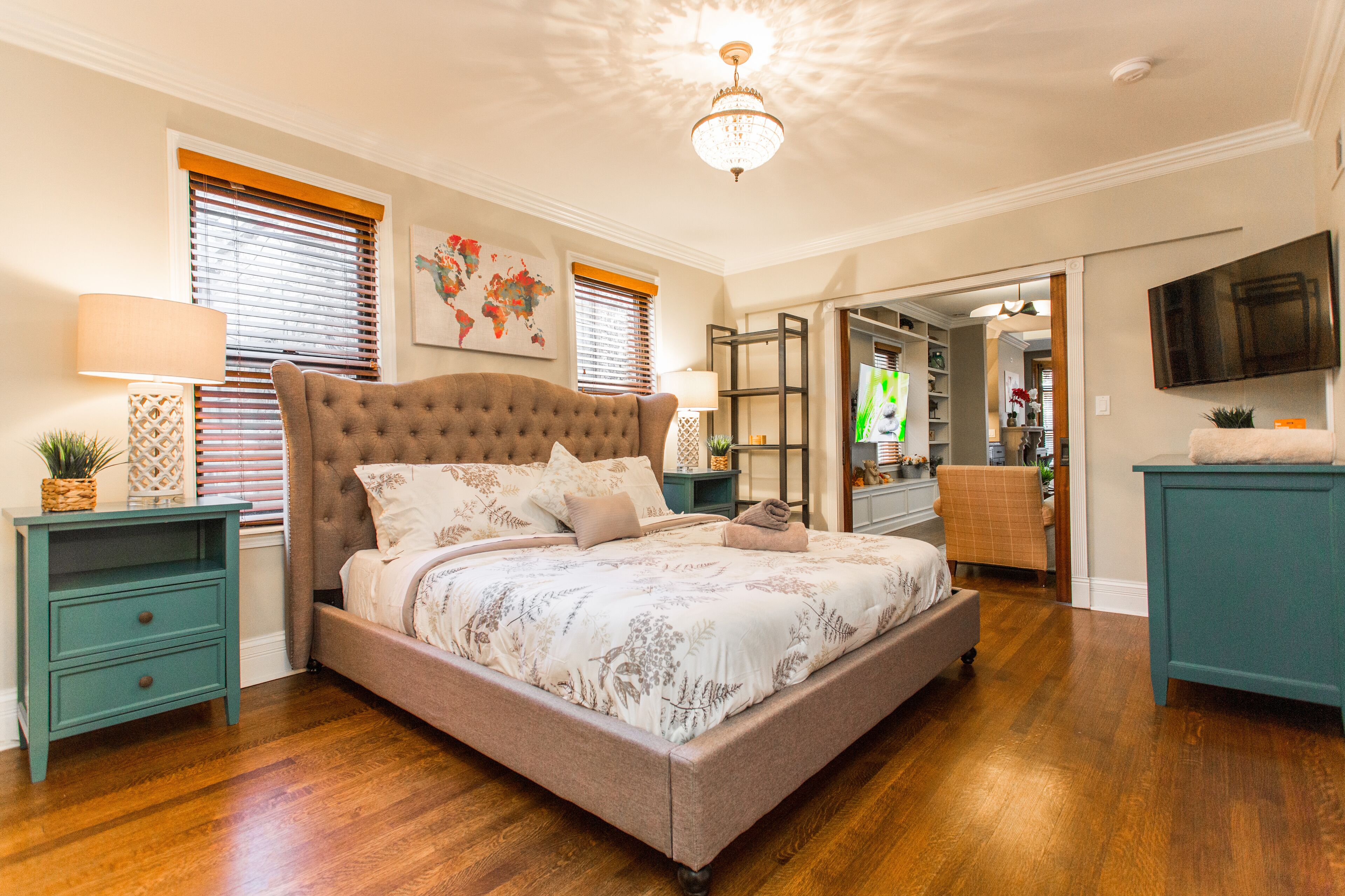 4 bedrooms, memory foam beds, iron/ironing board, free WiFi