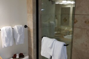Bathtub, hair dryer, towels