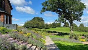 A garden pathway leading to a house with a brick facade. - Tarn End Cottage 5, Talkin Tarn, ideal for a family, activities and historical sites nearby (BRAMPTON)