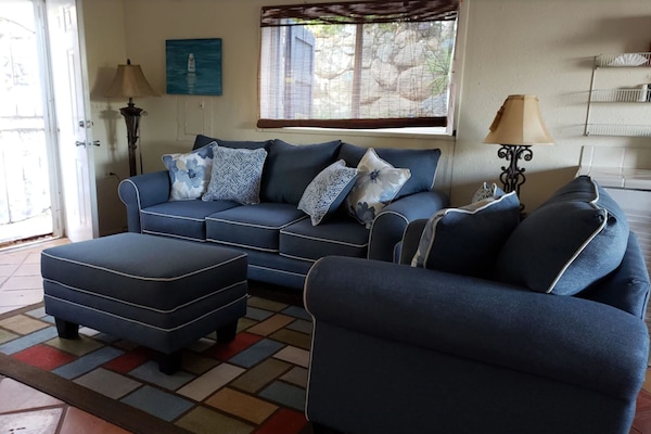 Cottage | Living area | 45-inch LED TV with satellite channels, TV, Netflix