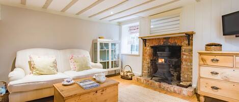 Télévision, cheminée, lecteur de DVD