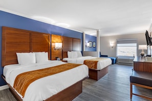 A hotel room with two beds, a desk, and a window. - Comfort Suites St. Louis - Sunset Hills (St. Louis)