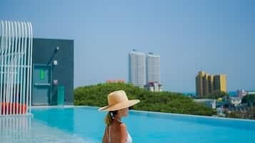 Outdoor pool, sun loungers