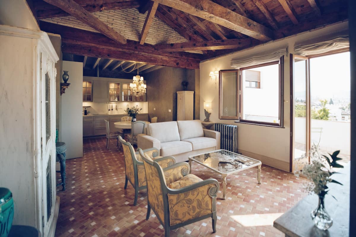 Deluxe Apartment, 1 Bedroom, Terrace, Mountain View | Living area | 50-inch Smart TV with satellite channels, TV