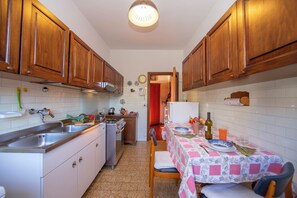 Family Villa, Multiple Bedrooms, 2 Bathrooms, Mountainside (Villa La Verbanina Private Garden) | Private kitchen | Fridge, microwave, oven, stovetop