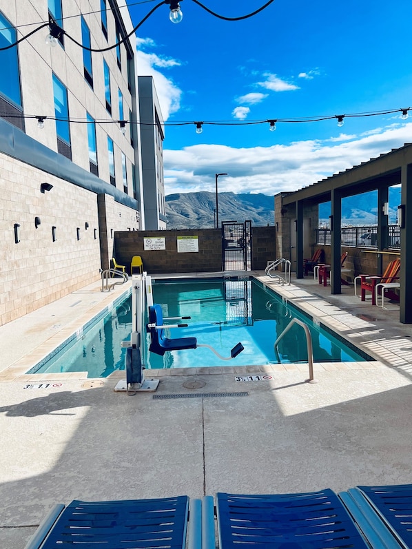 Outdoor pool, sun loungers