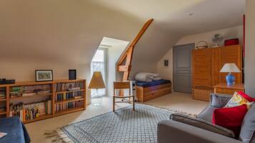 Télévision, cheminée, lecteur de DVD, chaßne hi-fi