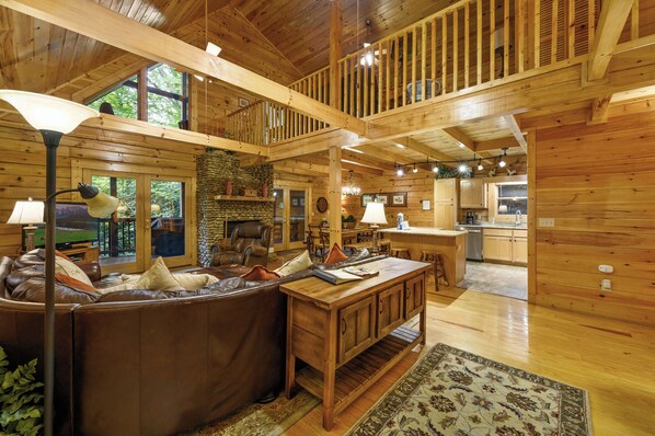 Smart TV, fireplace, video games, DVD player