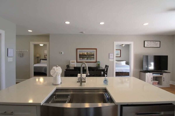 2 bedrooms, iron/ironing board, travel crib, WiFi