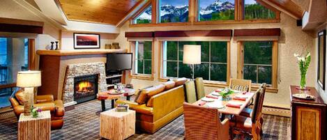 TV, fireplace, video games, DVD player