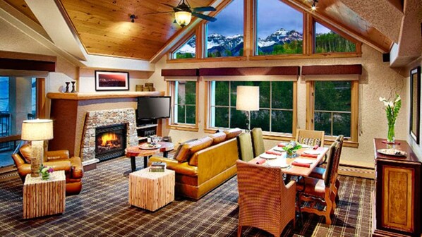 TV, fireplace, video games, DVD player