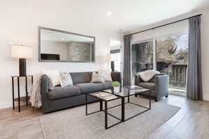 Smart TV, chimenea, reproductor de DVD y libros 