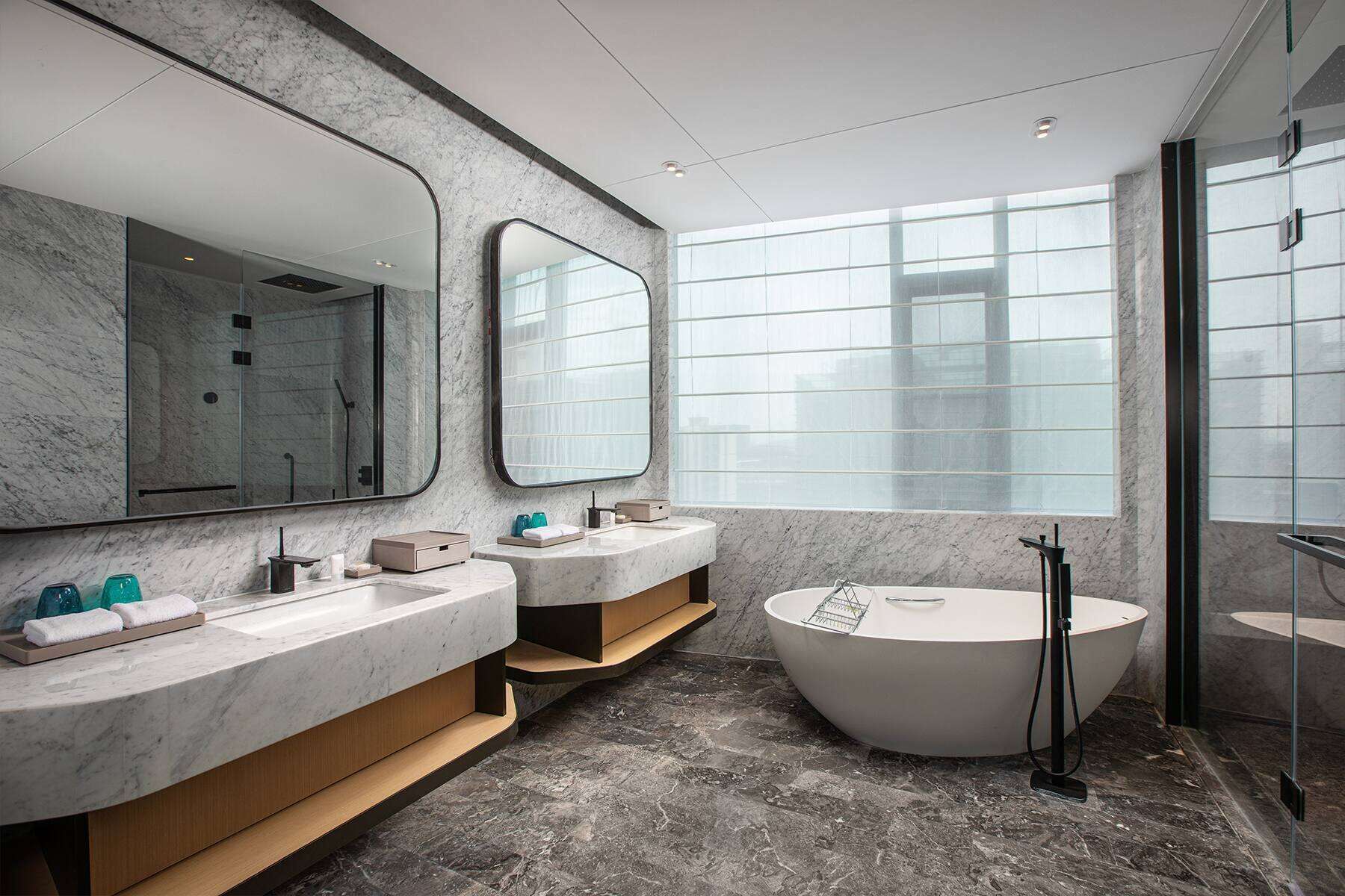 junior suite, 1 king bed | bathroom | free toiletries, hair dryer, bathrobes, slippers