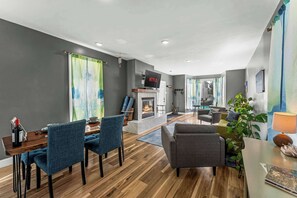 TV, fireplace, video games, offices