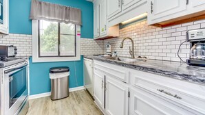 Condo, 2 Bedrooms (M-103) | Private kitchen | Coffee/tea maker, fridge, microwave, cookware/dishes/utensils - Shipwatch Pointe by Escape (Myrtle Beach)
