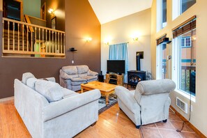 TV, fireplace, DVD player, table football