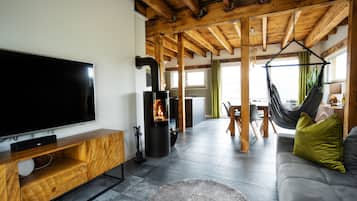 TV connectée, cheminée, chaßne hi-fi