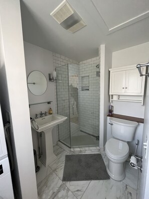 Shower, soap, toilet paper