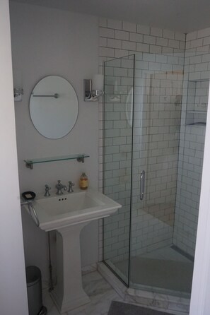 Shower, soap, toilet paper